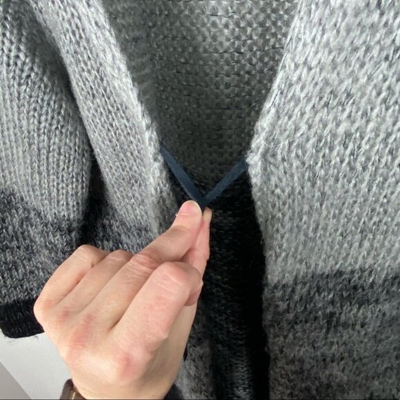 Penningtons PS Career Wool Duster Cardigan Black Grey Size 0X Long Sleeve Maxi - Picture 8 of 11